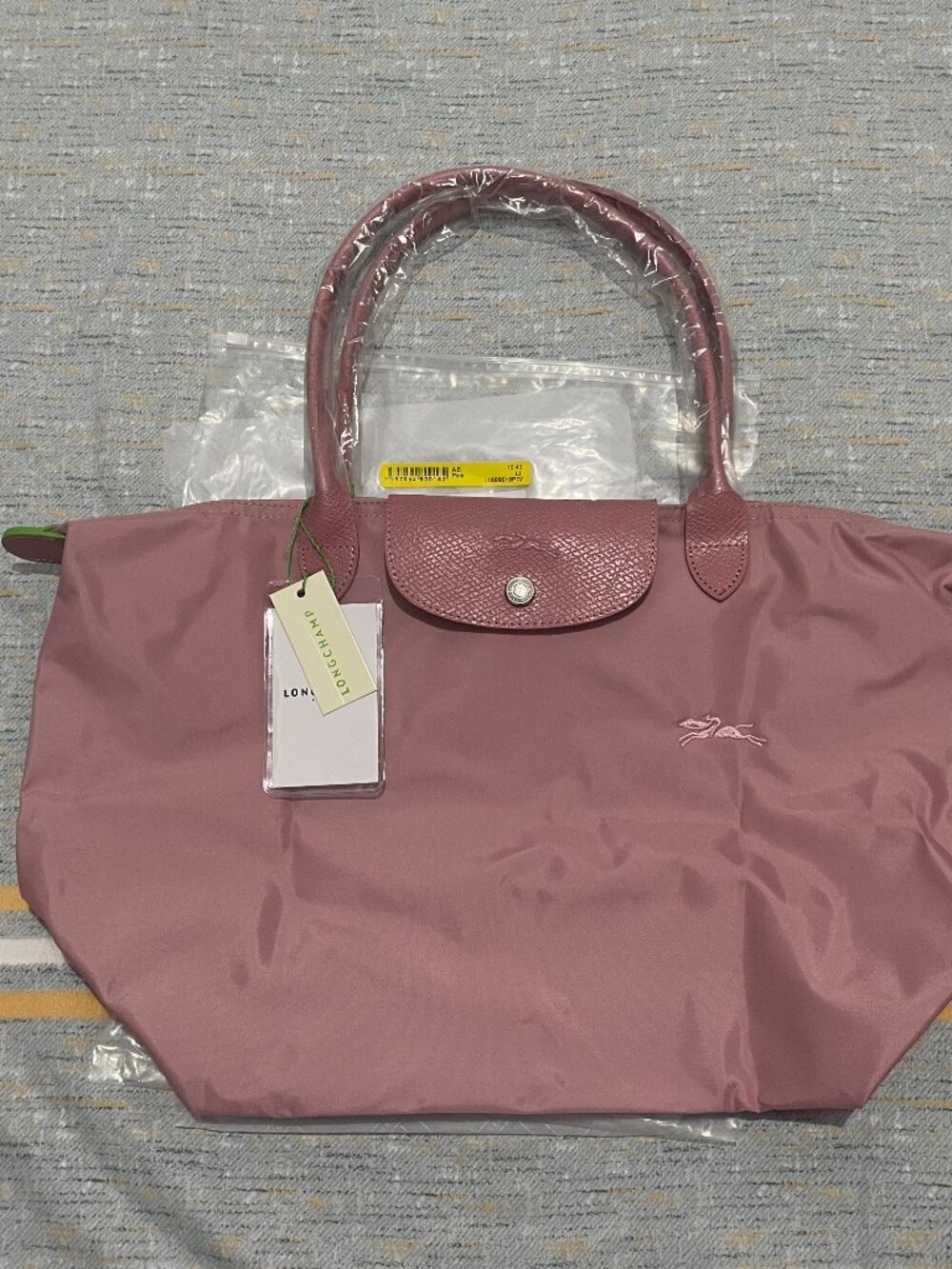 NWT  Longchamp Green Series Large Handbag Petal Pink Canvas Shopping Tote L